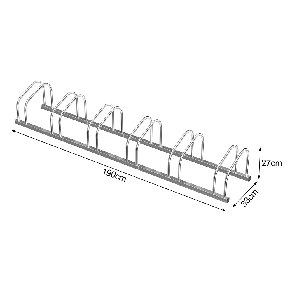 Rastrelliera Parcheggio Bici 6 Posti in Acciaio 33x27x162 cm Silver