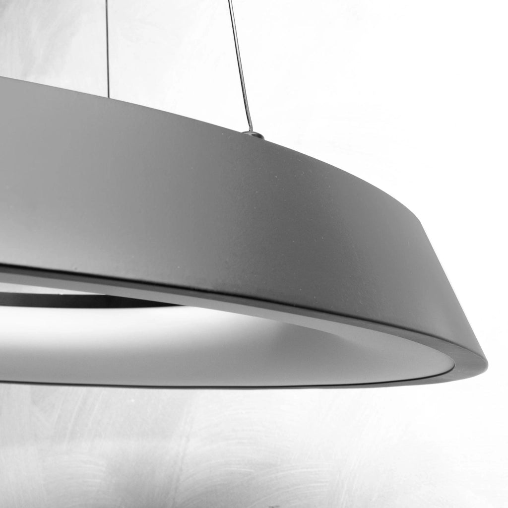 Lampadario soffitto cerchio luminoso LED 43W CCT pendente nero elegante sospensione dimmerabile luce tavolo cucina telecomando 230V 60cm