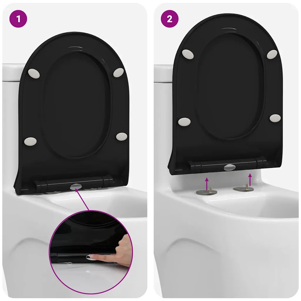 vidaXL Sedile del WC Nero 48.5 x 36 x 5 cm Polipropilene