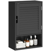 Armadietto Bagno a Parete con Anta e Ripiano Regolabile ¨C Zephmum ¨C 40x20x60 cm, Nero
