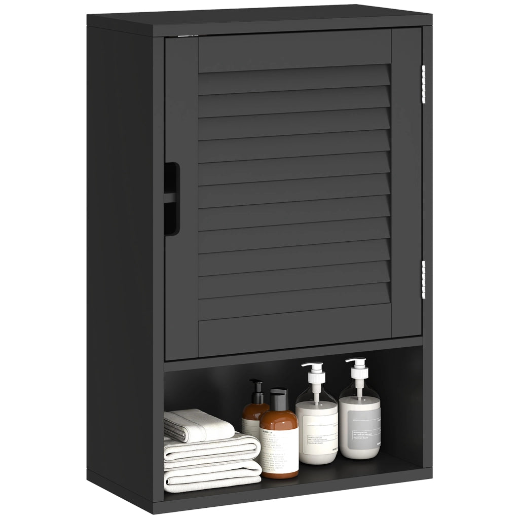 Armadietto Bagno a Parete con Anta e Ripiano Regolabile ¨C Zephmum ¨C 40x20x60 cm, Nero