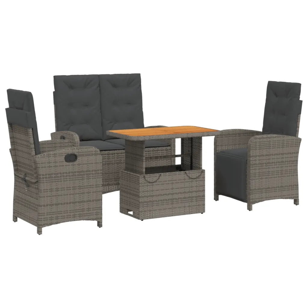 Set da Pranzo da Giardino 4 pz con Cuscini in Polyrattan Grigio 3277348