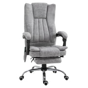 EasyComfort Sedia da Ufficio Massaggiante e Riscaldante ad Altezza Regolabile, Poltrona con Poggiapiedi, Sedia Ergonomica in Microfibra, 62x70x113-120 cm, Grigio