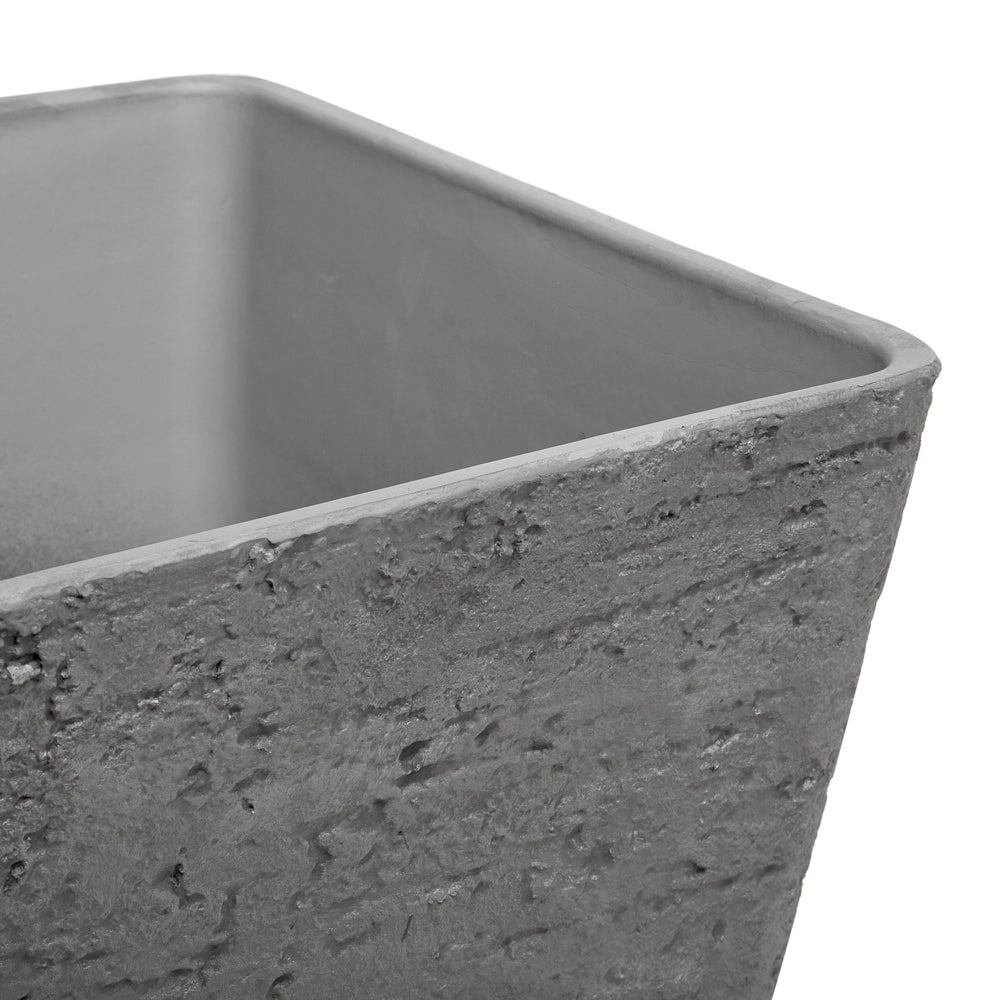 Vaso per piante in pietra grigia poliresina 49 x 49 x 53 cm per interni ed esterni quadrato