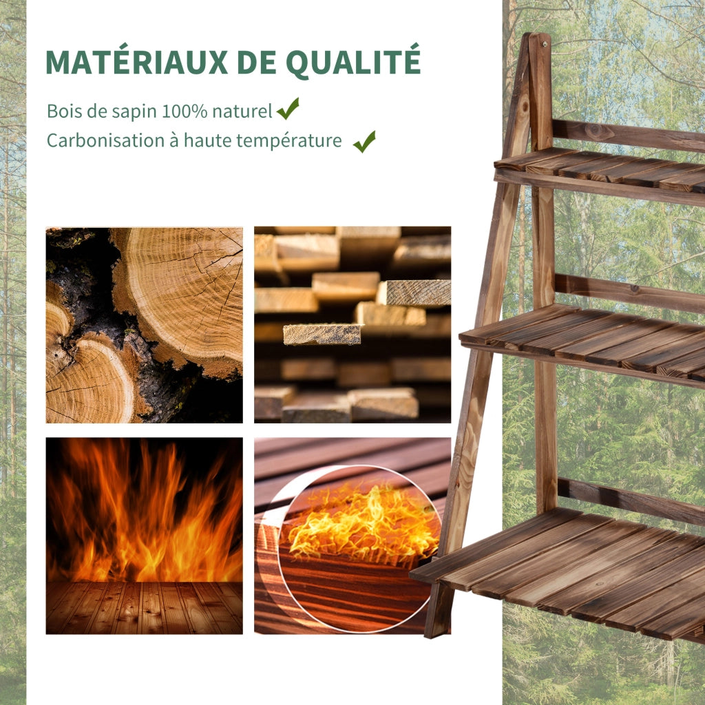 Scaffale piramidale pieghevole con 3 ripiani ¨C zephmum ¨C 60x37x93 cm marrone