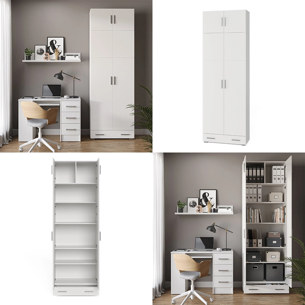 Vicco Scaffale per file Bianco 80 x 182.4 cm con estensione dell'armadio e cassetto