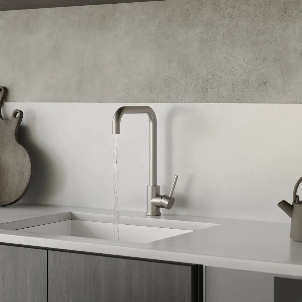 Miscelatore lavello cucina orientabile in acciaio inox satinato | Cannella