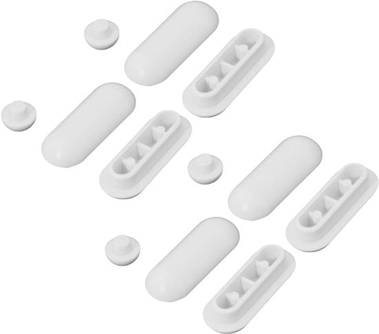 Set di 12 silenziatori per sedute idrauliche, silenziatori universali in ABS, bianchi - comprensivo di 8 silenziatori a anello e 4 silenziatori a coperchio, per uso domestico, ufficio e hotel, silenziatori per sedute idrauliche