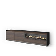 Mobile TV Soggiorno, 207x50x37 cm, Per TV fino a 80", Camino elettrico, LED, Rovere scuro e Nero