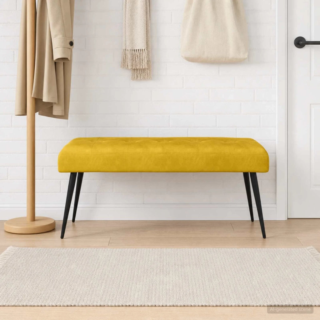 Panchina con bottoni imbottiti Giallo 110 x 40 x 46 cm Velluto 42038536