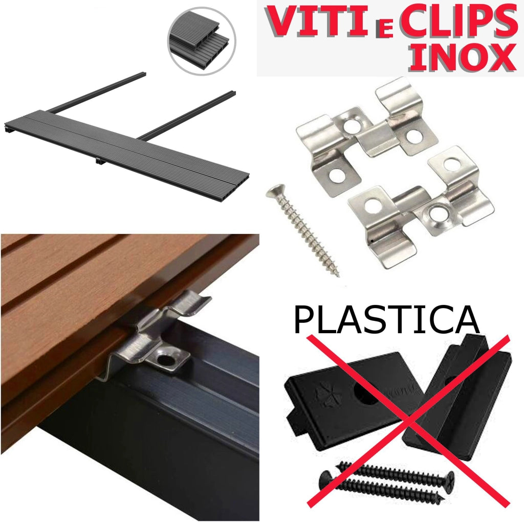 Listoni WPC 30m² per pavimentazione decking colore Grey listone 140x2200mm spessore 25mm