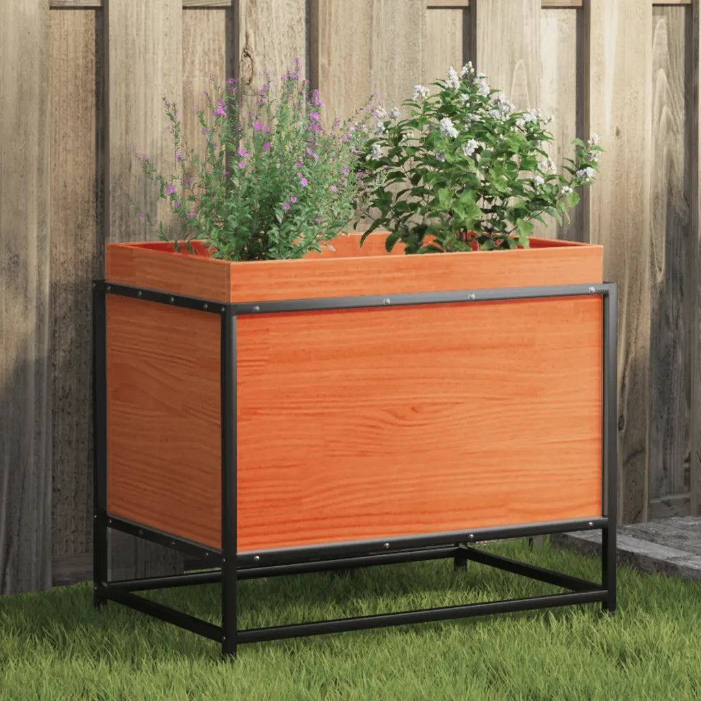 Fioriera Giardino-Vaso da Esterno-Contenitore per Piante Marrone Cera 60x50x40 cm Legno Massello Pino