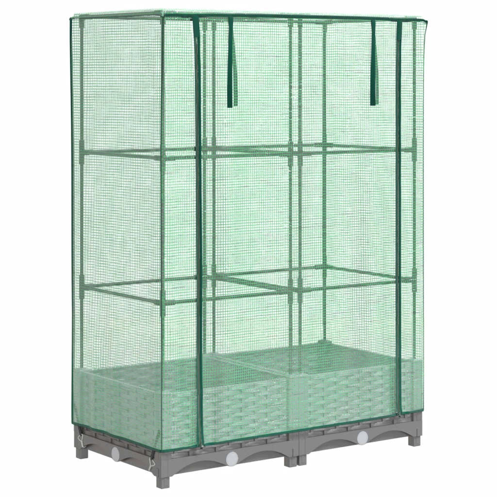 Aiuola rialzata/fioriera con copertura effetto rattan 80 x 40 x 123 cm grigio chiaro 02_0038784