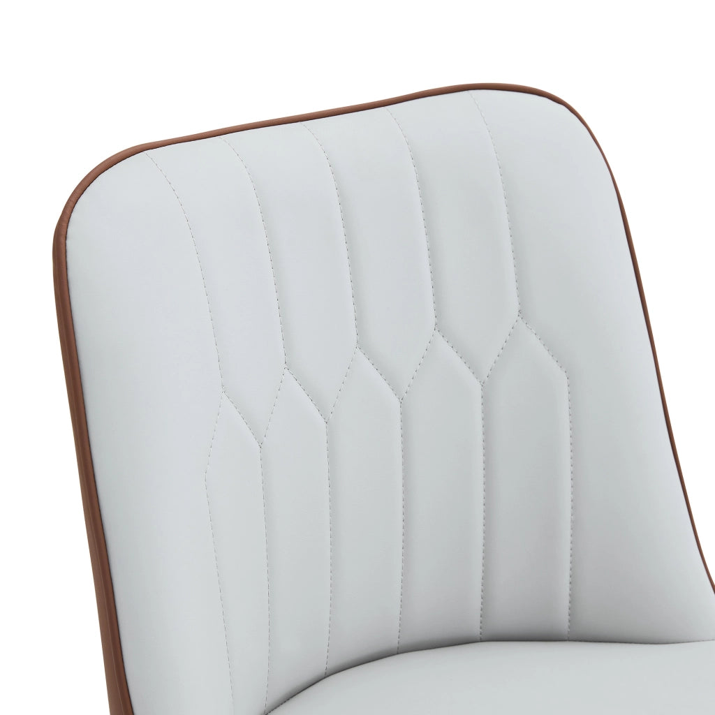 Sgabello da Bar Set di 2 con Poggiapiedi in Metallo, Schienale Ergonomico, in PU Marrone e Grigio Chiaro