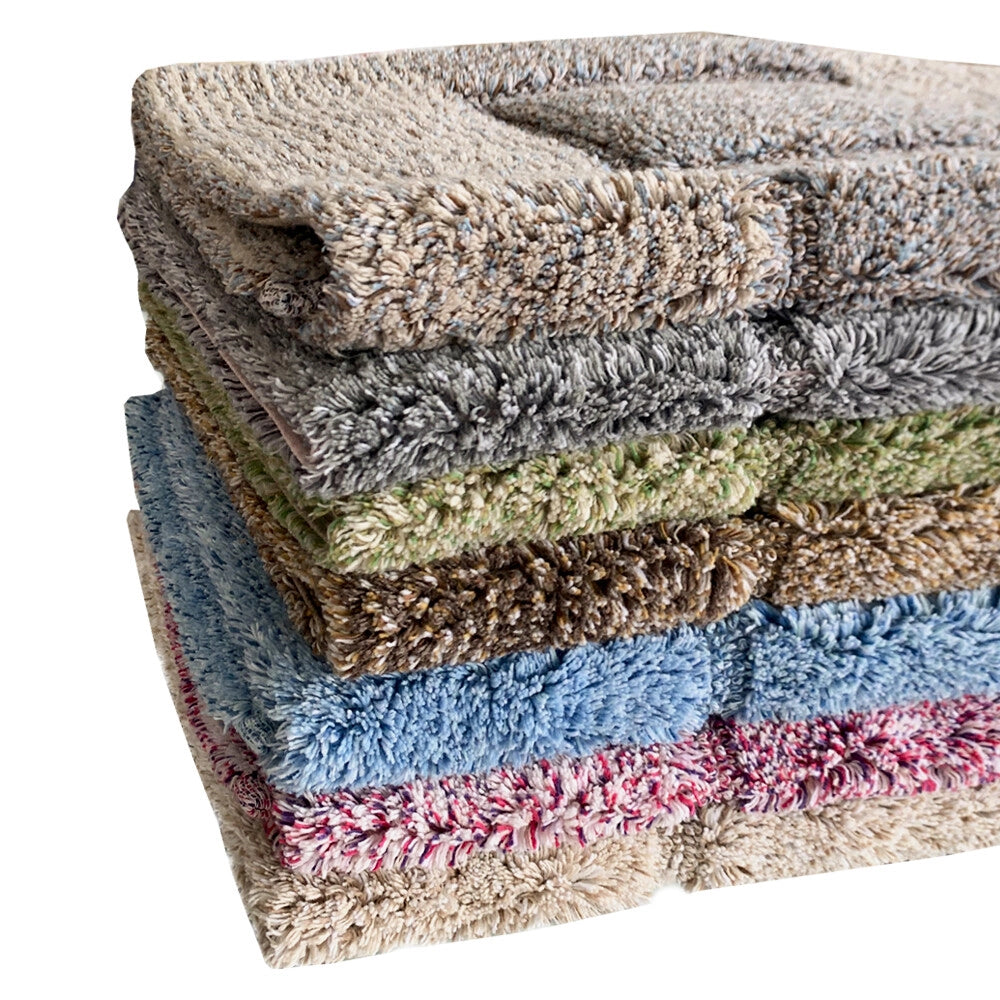 Tappeto Bagno Cotone Shaggy 55x90 Cm Rosa Scendiletto Camera Morbido Assorbente Antiscivolo