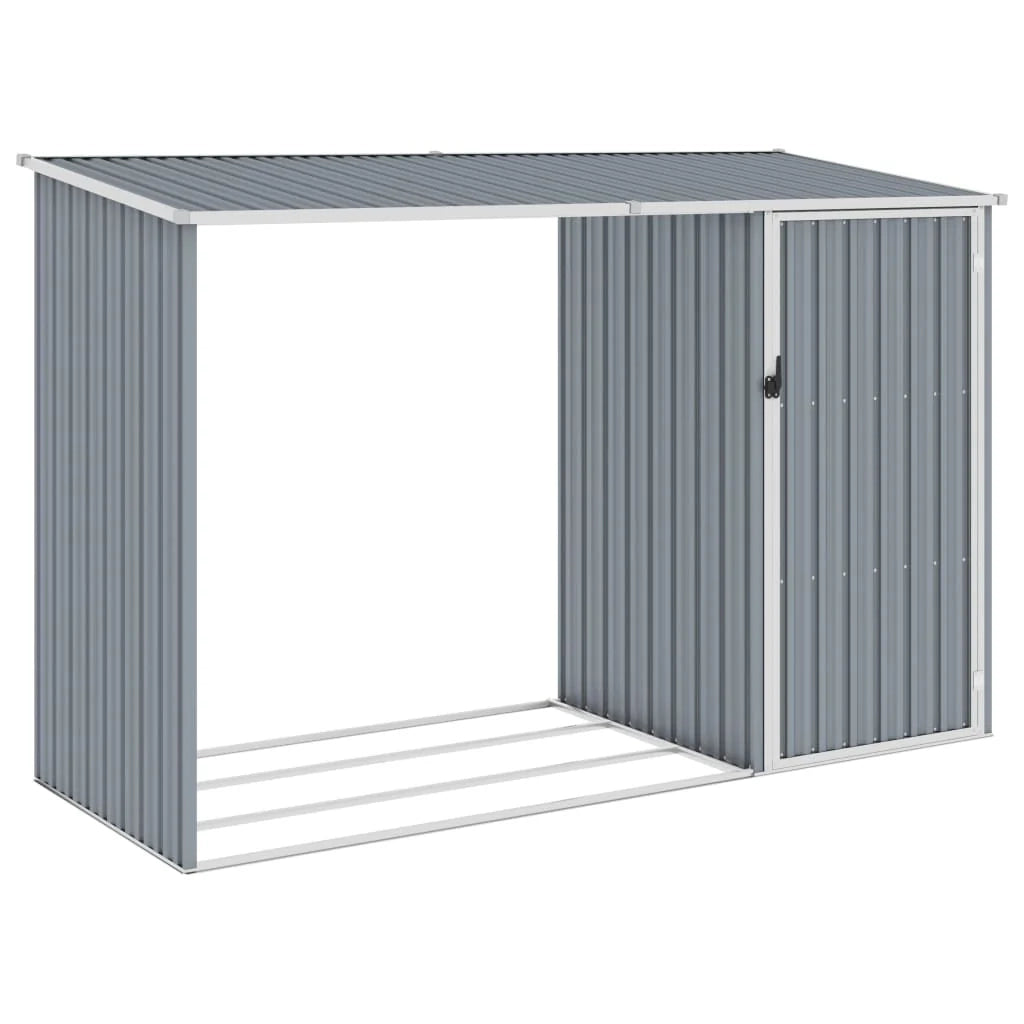 Legnaia da giardino 245 x 98 x 159 cm in acciaio zincato grigio 02_0022397