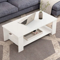 Tavolino bianco moderno con ripiano, salotto, loft, grande 100 cm