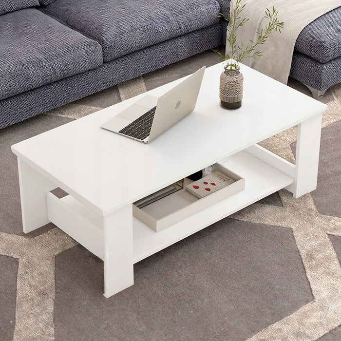 Tavolino bianco moderno con ripiano, salotto, loft, grande 100 cm