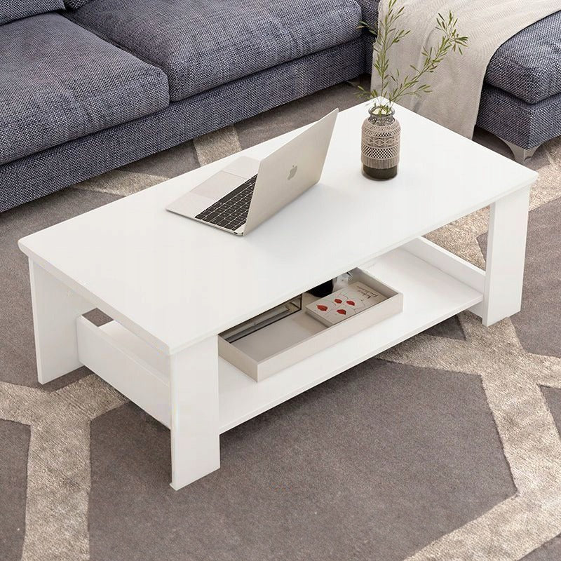 Tavolino bianco moderno con ripiano, salotto, loft, grande 100 cm