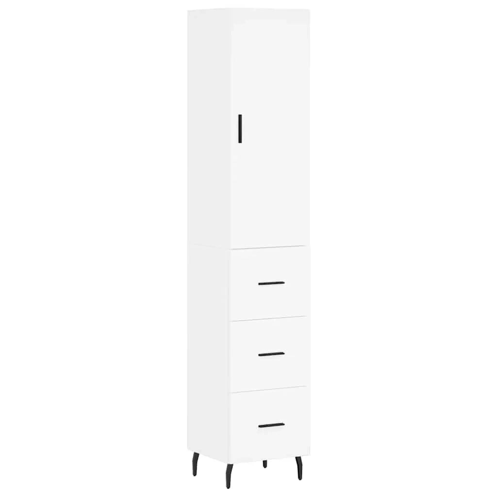 Buffet credenza cassettiera armadio mobile contenitore organizer cucina soggiorno salotto alto 34,5 x 34 x 180 cm legno ingegnerizzato bianco 02_0032404