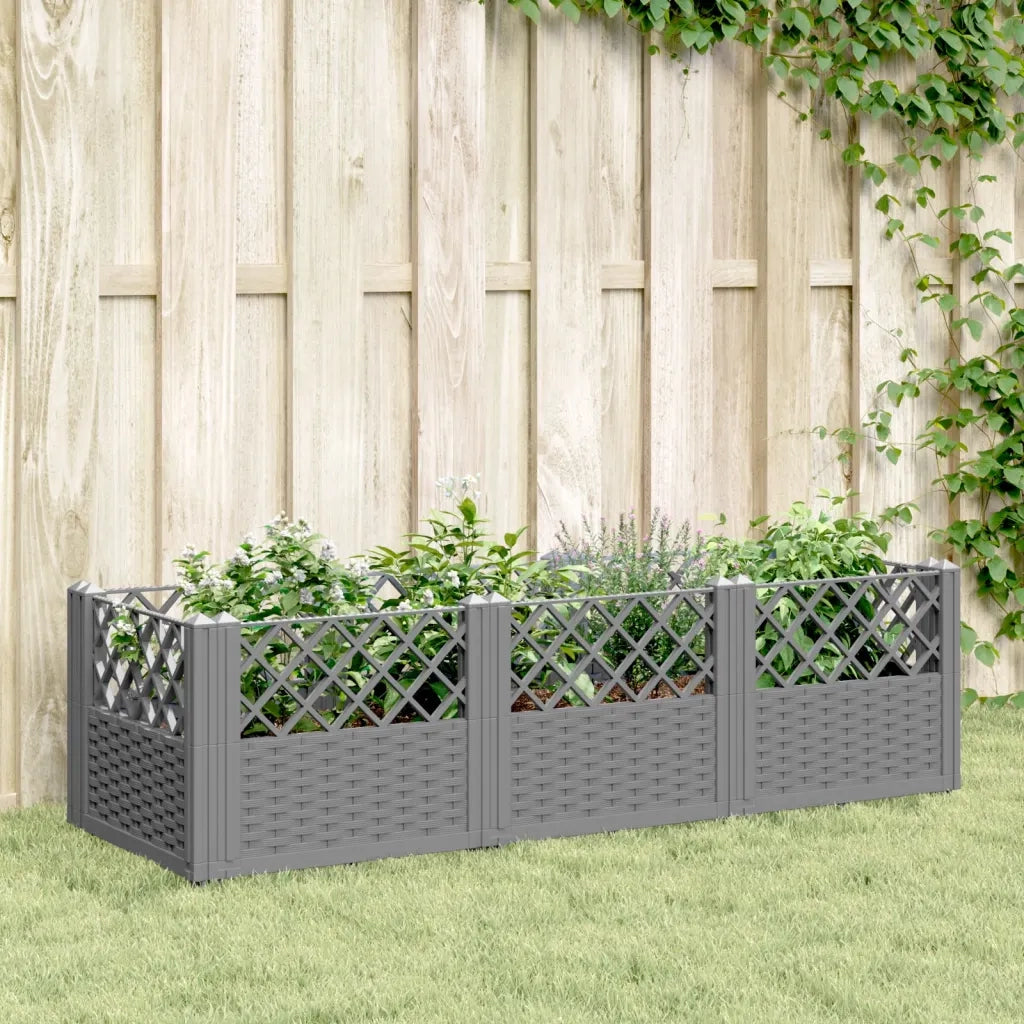 Fioriera | Cassetta per fiori | Vaso Giardino Picchetti Grigio Chiaro 123,5x43,5x43,5 cm PP