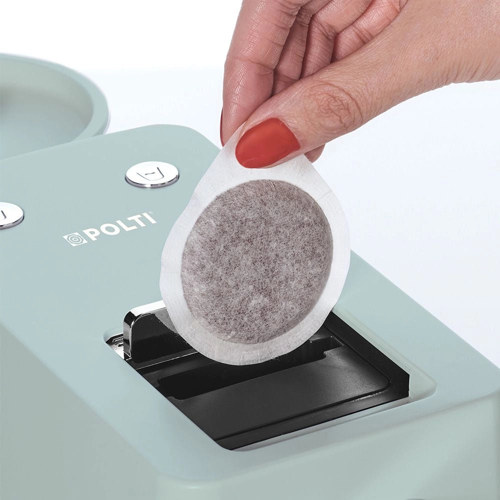 Polti coffea s15 macchina per caffè espresso a cialde, pratica elegante e compatta, colore verde, temperatura caffè regolabile