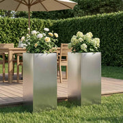 Vaso da giardino 2 pz Argento 20 x 20 x 40 cm Acciaio Inox 8005297