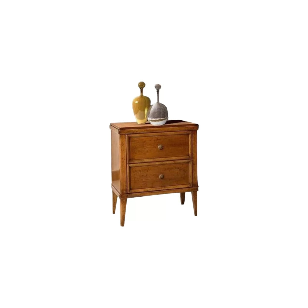 Comodino classico 2 cassetti in legno grezzo l.58 p.38 h.70 - Mobili 2G