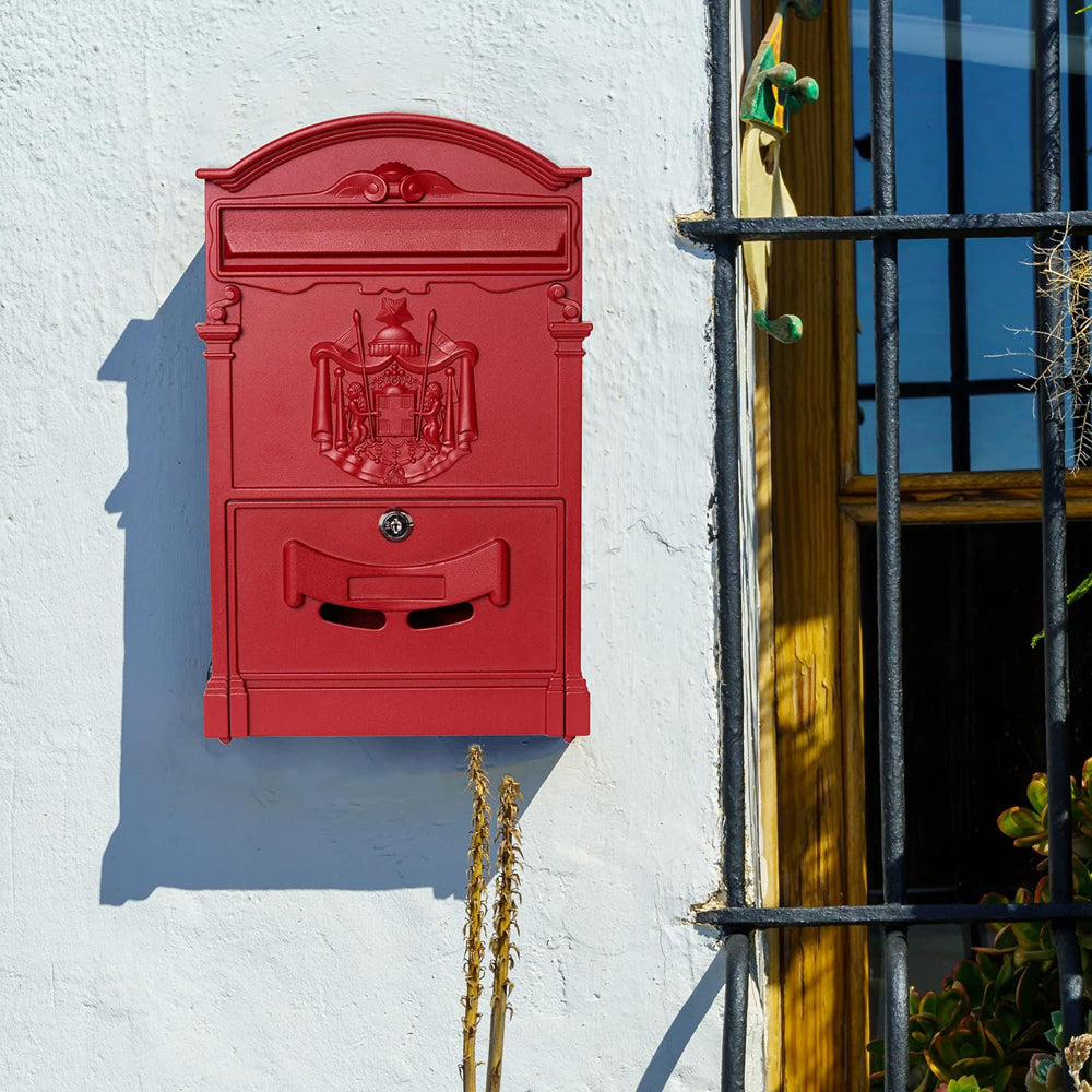Cassetta postale per posta artistica alluminio esterno rossa 260x410x90 mm vulcania