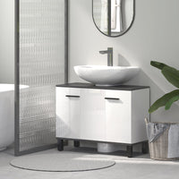 Mobile Sottolavabo da Bagno con Armadietto 2 Ante 80x34x60 cm Bianco Lucido