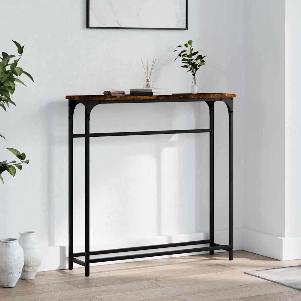 Tavolino Consolle | Tavolo d'Ingresso Rovere Fumo 75x19,5x75cm in Legno Multistrato
