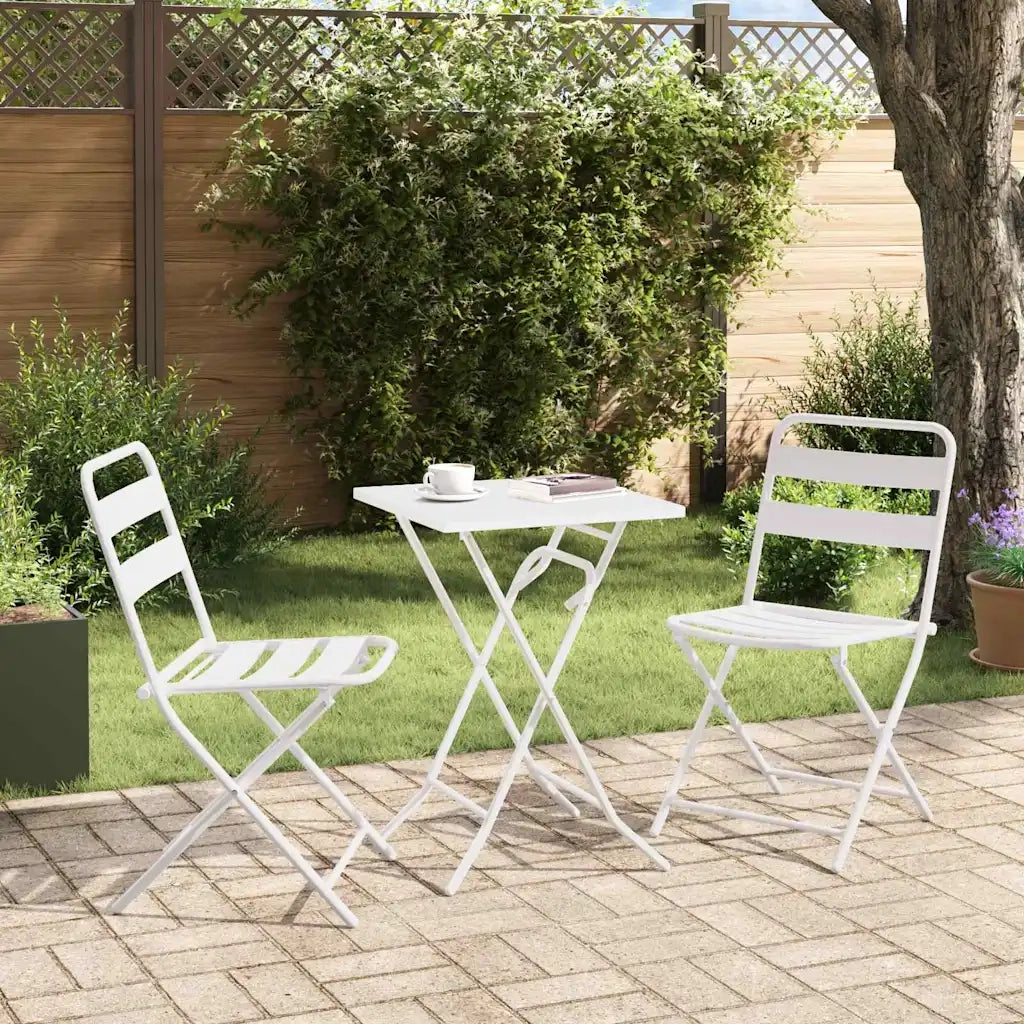Set Bistro da Giardino 3 pz | Set Salotto da Giardino Bianco Acciaio