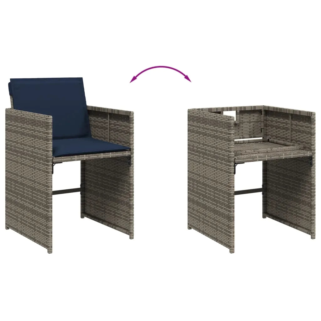 Set da pranzo da giardino da 13 pz con Cuscini in Polyrattan Grigio 3277896