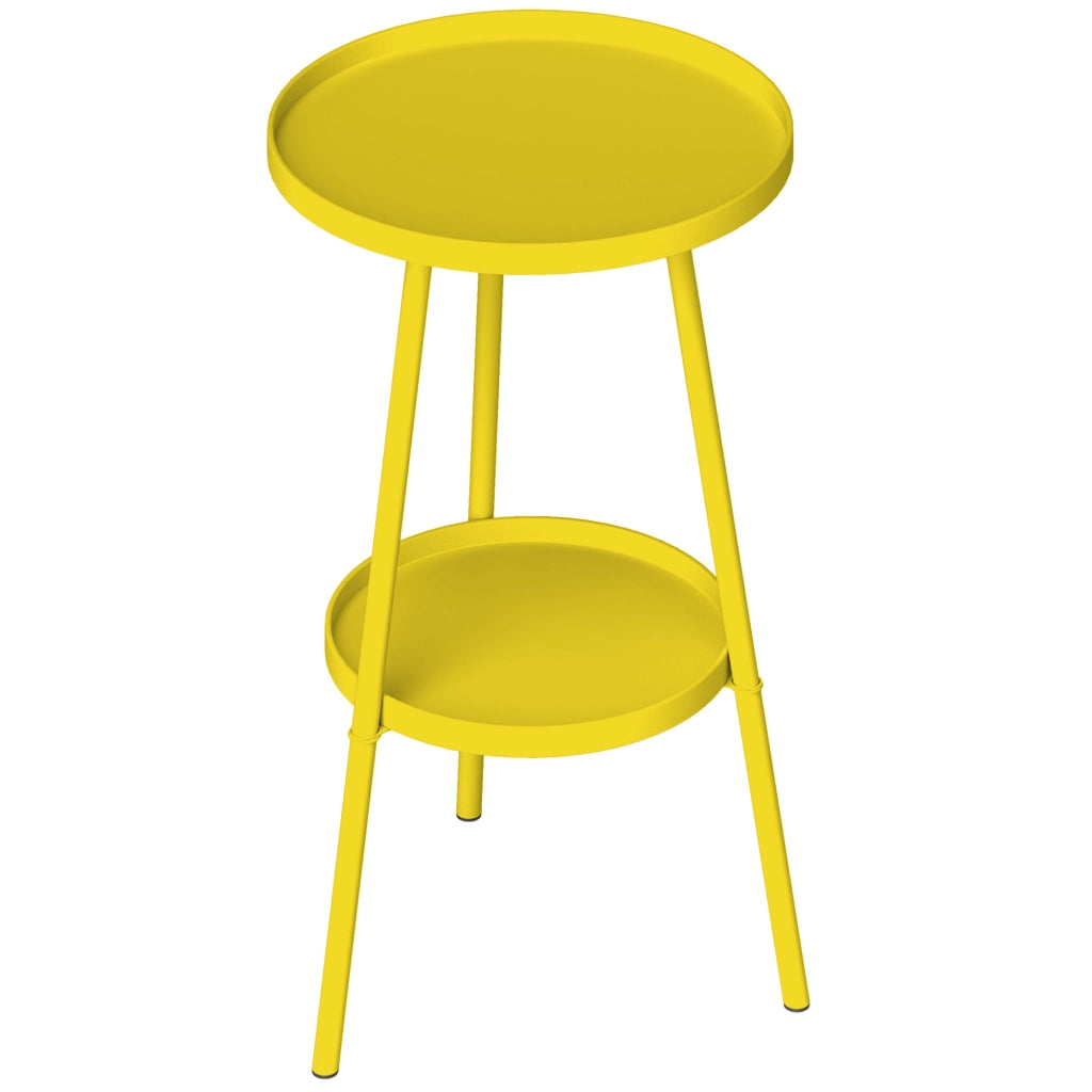Tavolino rotondo a 2 livelli ¨C zephmum ¨C metallo giallo ?32x51cm