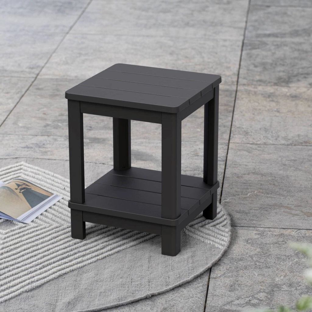 Tavolino da esterno Cornwall, Tavolo basso da giardino, Mobiletto outdoor multiuso, Mensola multifunzione, 41x41 h52 cm, Antracite