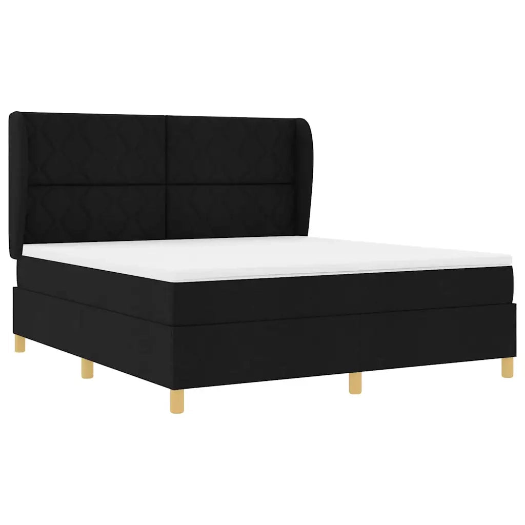 Letto a molle con testiera Nero 200 x 180 cm Tessuto 3340832