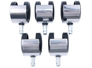 Set di 5 ruote per seggiolino con ruote in poliuretano per tappeto/legno con sedile rotante 11 mm - Ruote di scorta silenziose per seggiolino - Protezione per pavimento - Facile da montare.