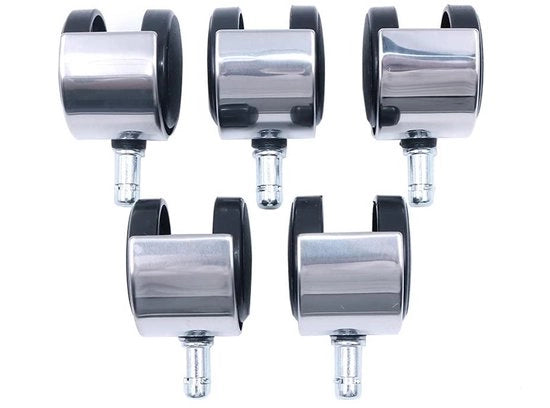 Set di 5 ruote per seggiolino con ruote in poliuretano per tappeto/legno con sedile rotante 11 mm - Ruote di scorta silenziose per seggiolino - Protezione per pavimento - Facile da montare.