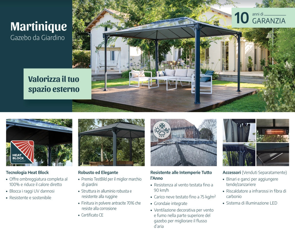 Canopia Martinique Gazebo in Alluminio 3X4.3 m