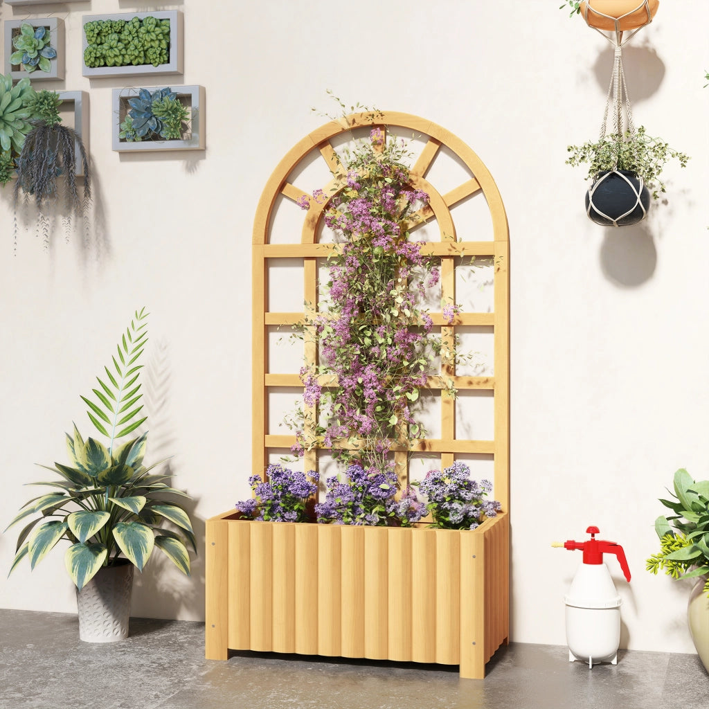 Vaso per Piante con Griglia in Legno 60x30x120 cm ¨C zephmum ¨C Naturale