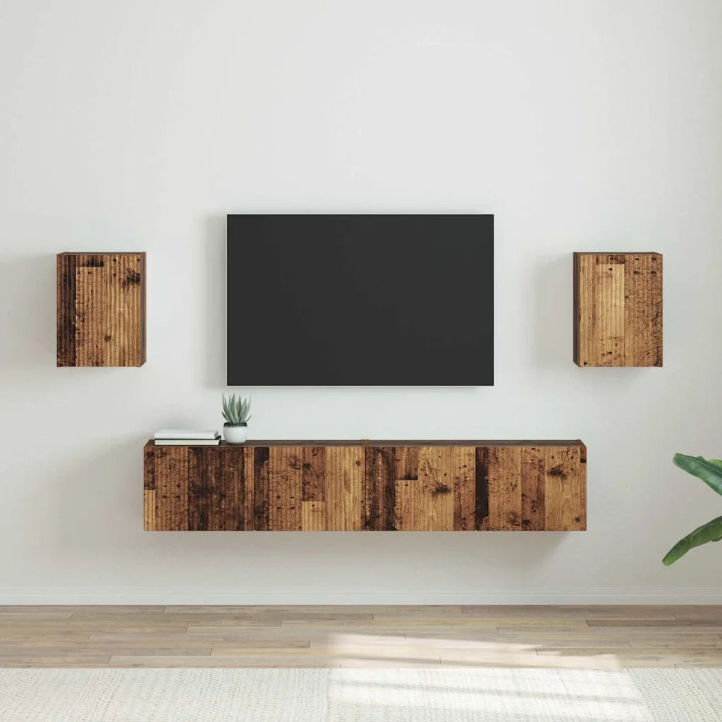 Mobile TV da parete 2 pz-Set di 2 Mobile TV a Muro-Credenza TV Legno vecchio 30 x 31 x 40 cm