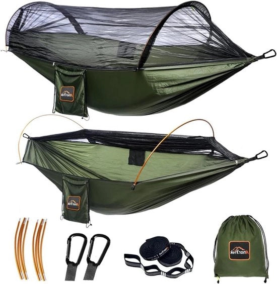 Matta da Campeggio Professionale con Reticolo per Zanzare - Leggera e Doppia - 230T Nylon - per Campeggio, Escursioni, Giardino e Escursioni a Piedi