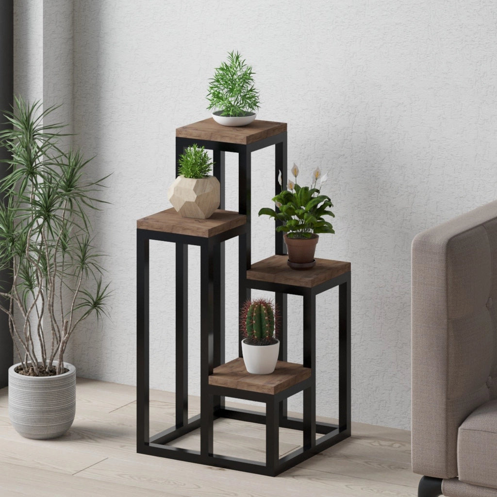 Mompeo, Scaffali 4 Ripiani, 34x65x39h cm Marrone Noce