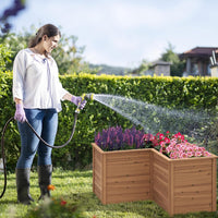 Letto Rialzato da Giardino in Legno, Fioriera da Esterno a Forma di L con Base Aperta, Aiuola per Frutto, Erbe, Verdure e Fiori da Blacone, Cortile e Prato, 120 x 120 x 63 cm (Marrone)