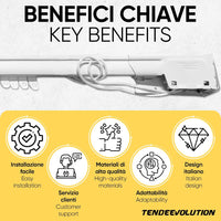 Bastone Binario Riloga Zineffa Scorritenda Estensibile in alluminio laccato bianco alta qualità, estesensibile da 292 a 550 cm