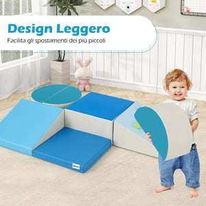 Set di 6 Blocchi di Schiuma per Arrampicata per Bambini, Blocchi in Schiuma per Arrampicarsi e Strisciare, Costruzione Mattoncini Morbidi per Bambini 12+ Mesi (Blu)