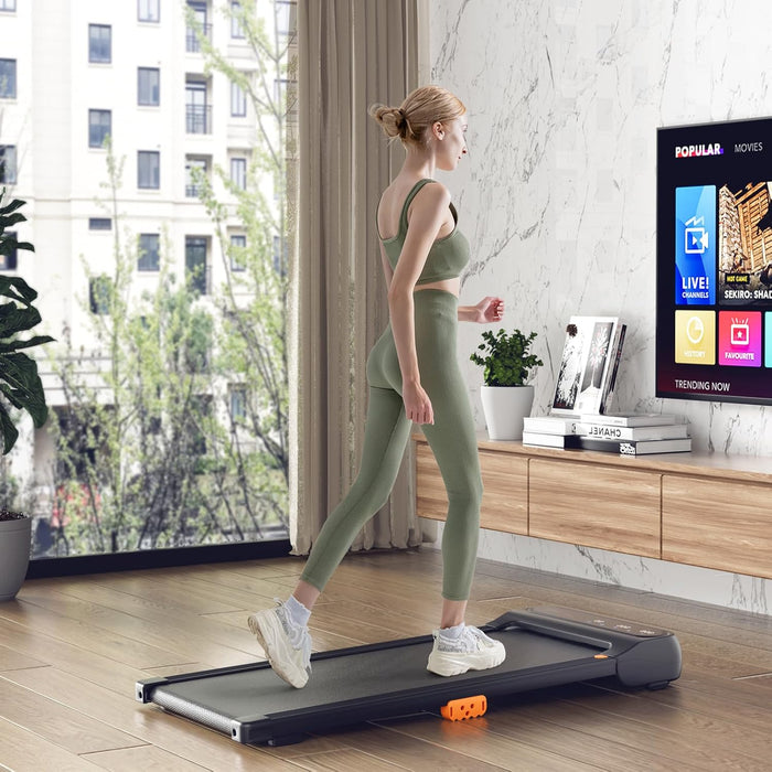 Tapis Roulant Senza Manubrio, Tapis Roulant Sotto Scrivania per Casa/Ufficio con 12 Programmi, Telecomando a Forma di Orologio e Schermo Touch LED, Senza Installazione, Capacità 120 kg