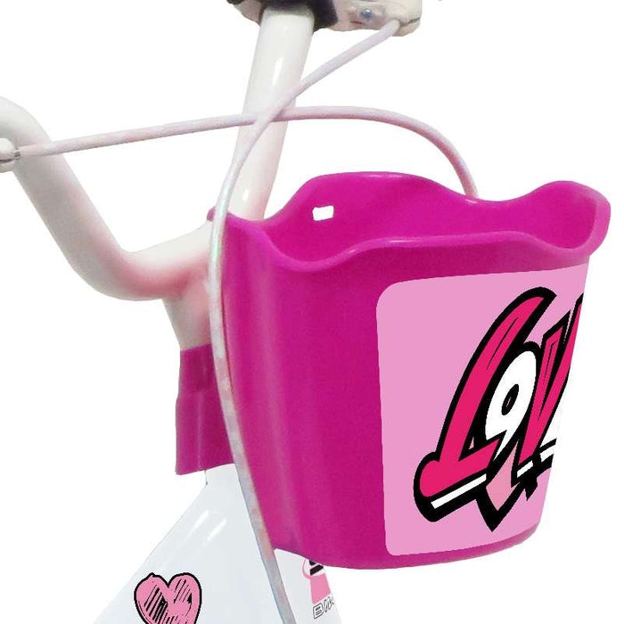 SCH HEART 14", bicicletta per bambini, adatta ad etÃ  tra i 4 e i 6 anni, per altezza tra 100 e 120 cm, con cestino, c