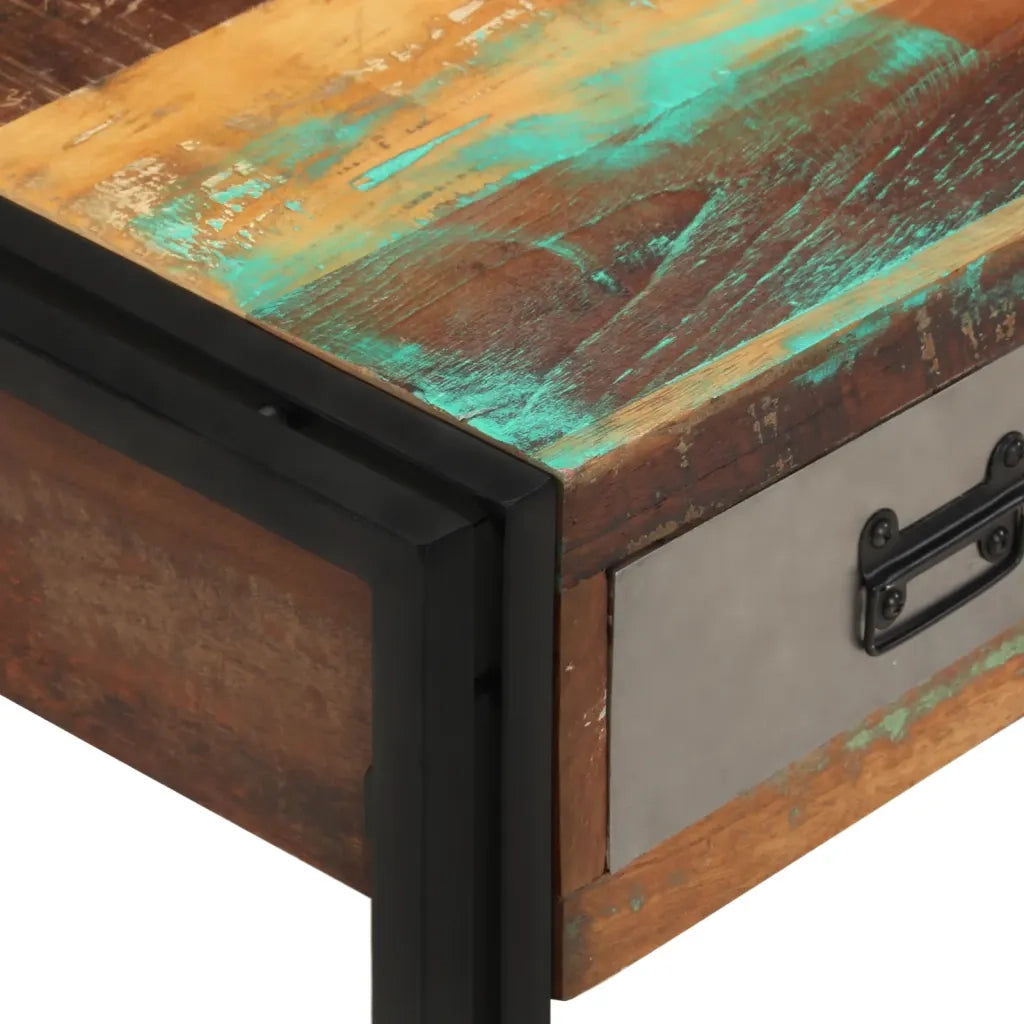 Tavolino con 3 Cassetti in Massello Recuperato 100x50x35cm 244941