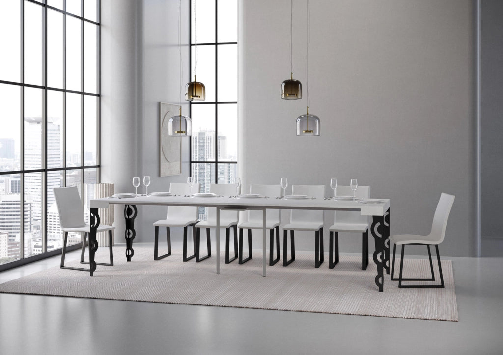 Consolle Allungabile 90-300x40x77 cm in Nobilitato Bianco